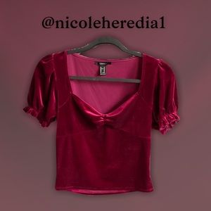 Velvet Puff Sleeve Top